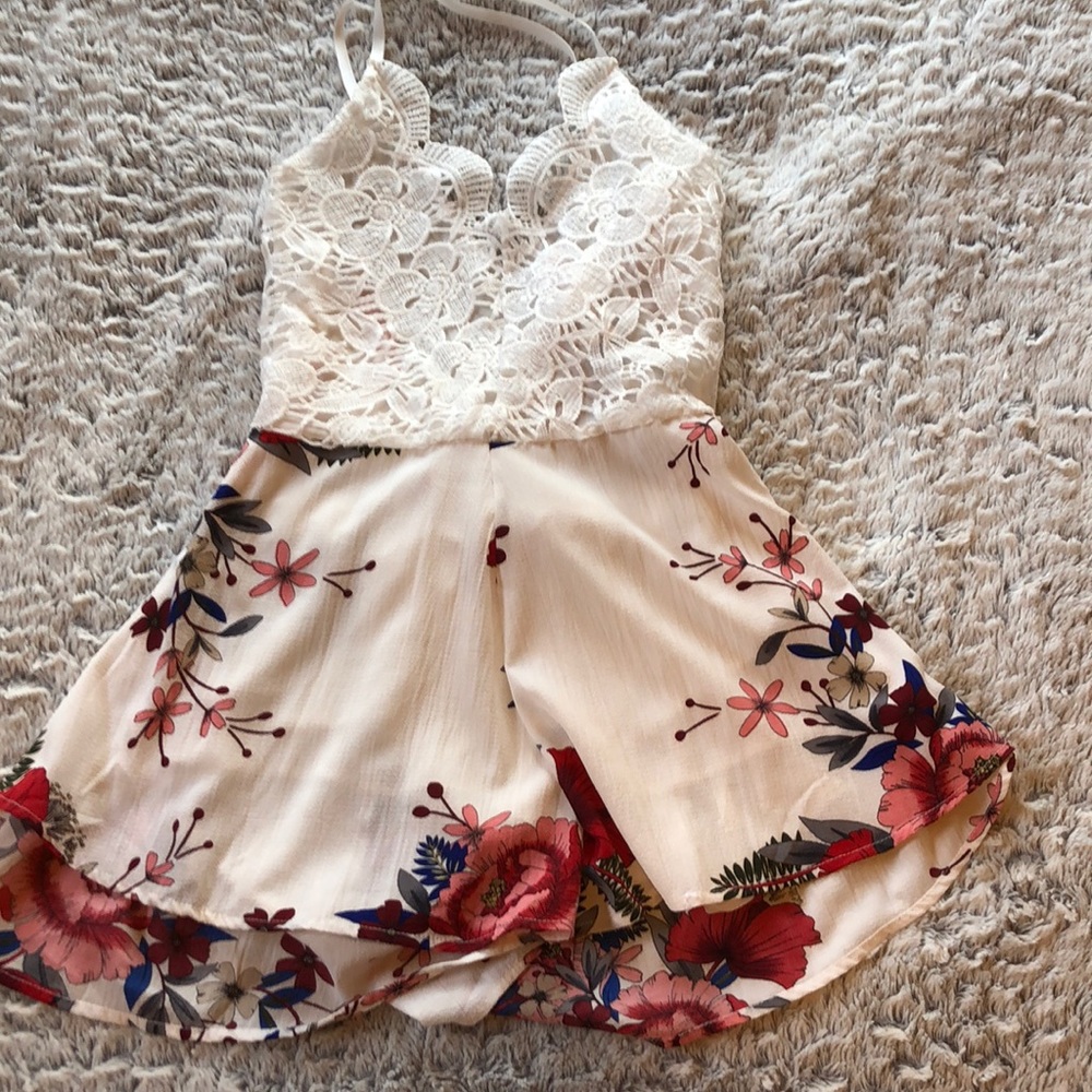 Lace and Floral Romper